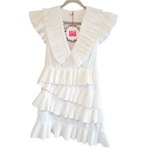 CeliaB Bjorn White Ruffle Mini Dress Size Small NWT